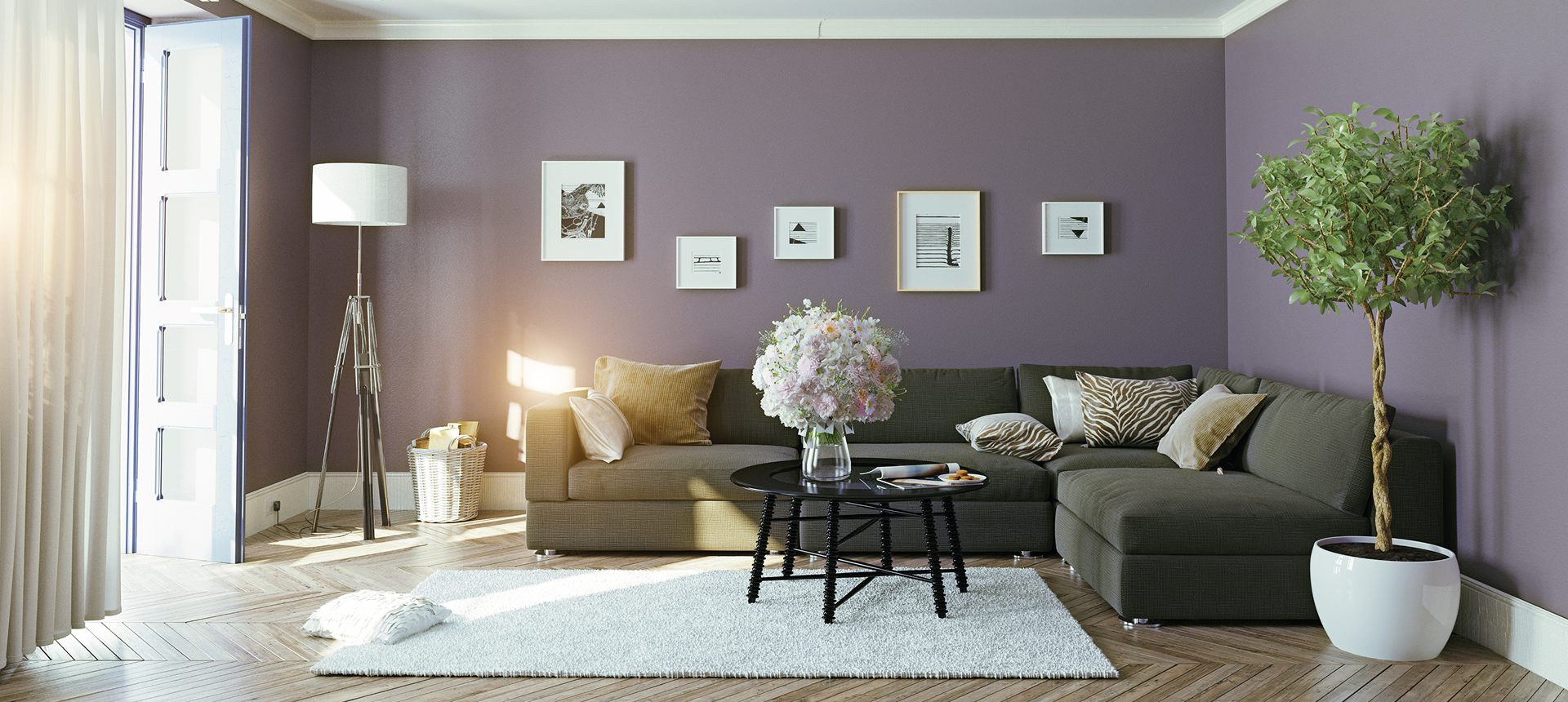 Elegant room featuring wall art and plants