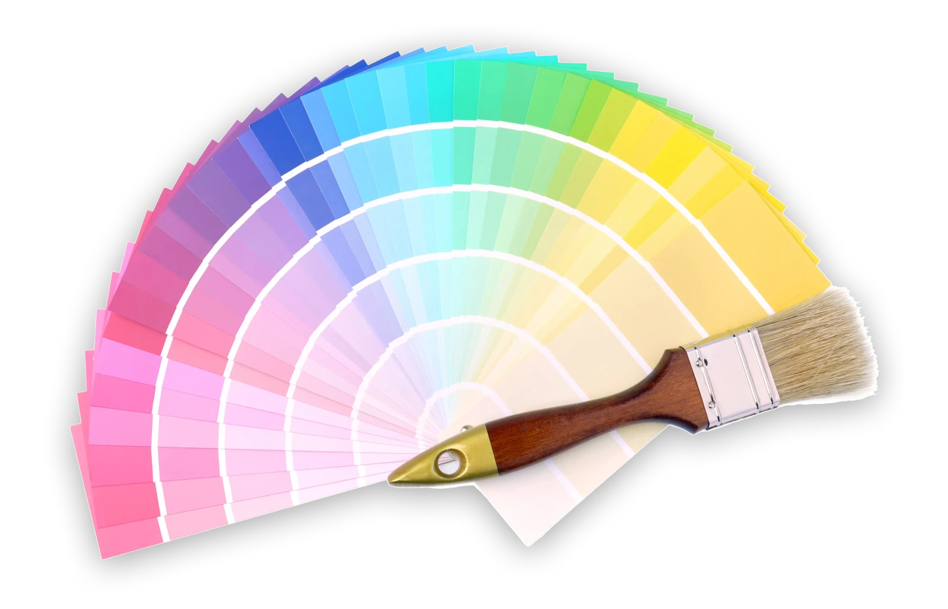 Color palette and paintbrush on display