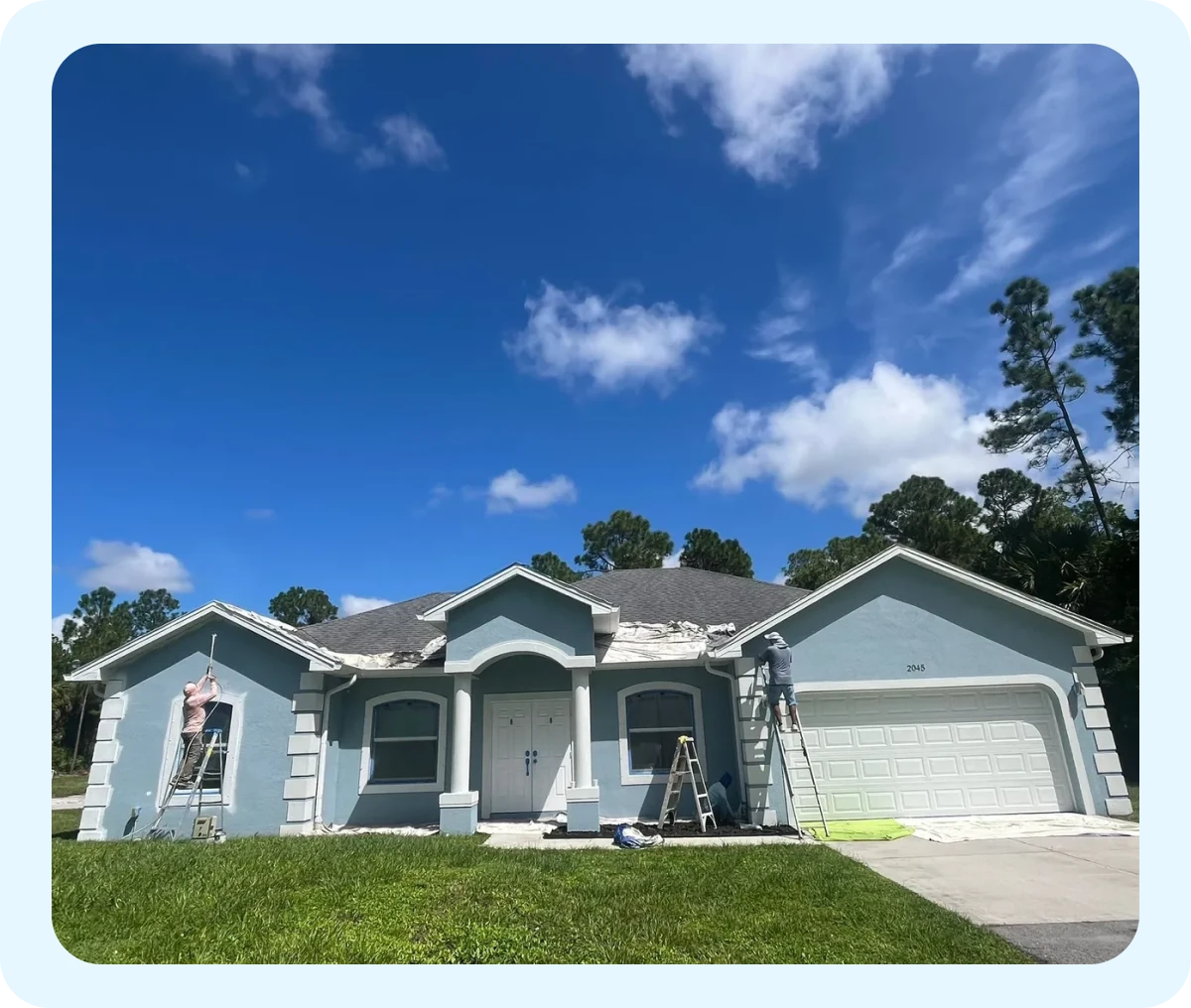 Blue house under clear sky